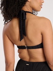 South Beach Black Wavy Rib Moulded Bandeau High Waist Tummy Control Bikini Set - Image 6 of 6