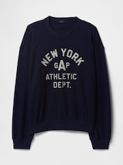 Gap Blue Vintage Soft New York Athletic Logo Sweatshirt - Image 4 of 5
