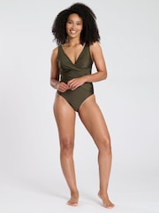 South Beach Green Shiny Tummy Control Swimsuit - Image 2 of 6