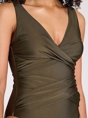 South Beach Green Shiny Tummy Control Swimsuit - Image 4 of 6
