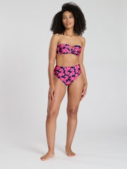 South Beach Blue Wavy Rib Moulded Bandeau High Waist Tummy Control Bikini Set - Image 3 of 6