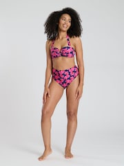 South Beach Blue Wavy Rib Moulded Bandeau High Waist Tummy Control Bikini Set - Image 5 of 6