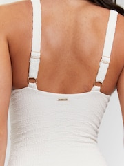 South Beach Cream Crinkle Embroidery Detail Tummy Control Swimsuit - Image 5 of 5