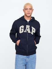 Gap Navy Blue Zip Up Arch Logo Hoodie - Image 1 of 4