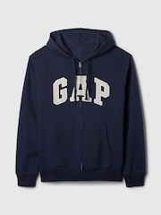 Gap Navy Blue Zip Up Arch Logo Hoodie - Image 4 of 4