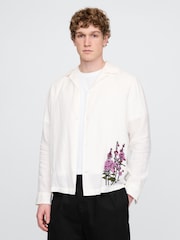 Gap White 100% Linen Long Sleeve Classic Shirt - Image 1 of 5