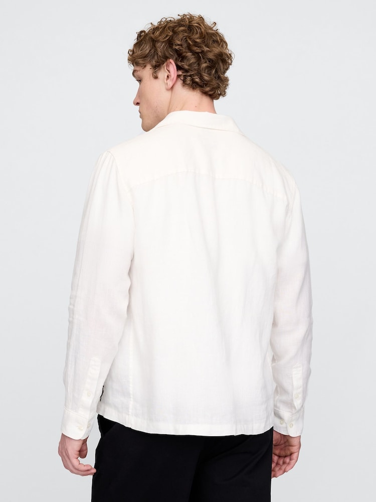 Gap White 100% Linen Long Sleeve Classic Shirt - Image 2 of 5