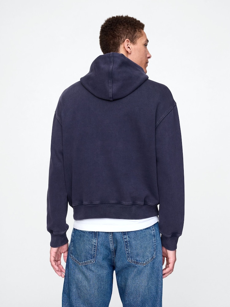 Gap Navy Blue Patchwork Logo Hoodie - Image 2 of 5