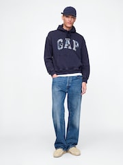 Gap Navy Blue Patchwork Logo Hoodie - Image 3 of 5