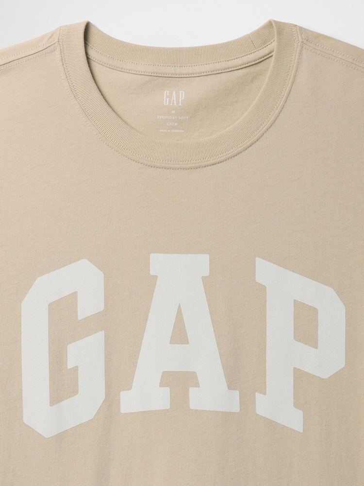 Бежевый - Gap Логотип Everyday 100% хлопок круглый вырез с коротким рукавом футболка - Image 5 of 5