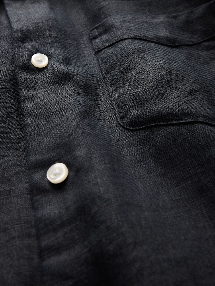 Черный - Gap 100% Linen Long Sleeve Classic Shirt - Image 4 of 4