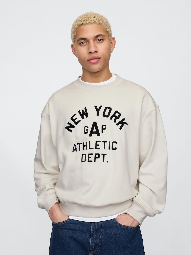 Gap Beige Vintage Soft New York Athletic Logo Sweatshirt - Image 1 of 4