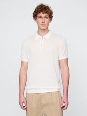 Gap White Crochet Quarter Zip Polo Shirt - Image 1 of 7