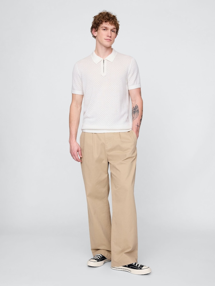 Gap White Crochet Quarter Zip Polo Shirt - Image 3 of 7