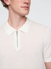 Gap White Crochet Quarter Zip Polo Shirt - Image 4 of 7