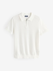 Gap White Crochet Quarter Zip Polo Shirt - Image 5 of 7