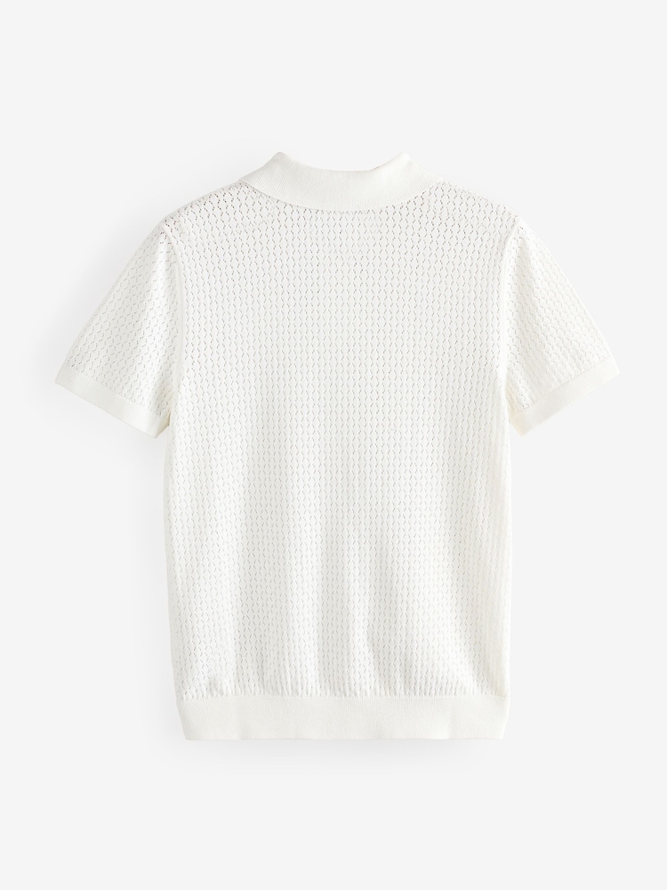 Gap White Crochet Quarter Zip Polo Shirt - Image 6 of 7