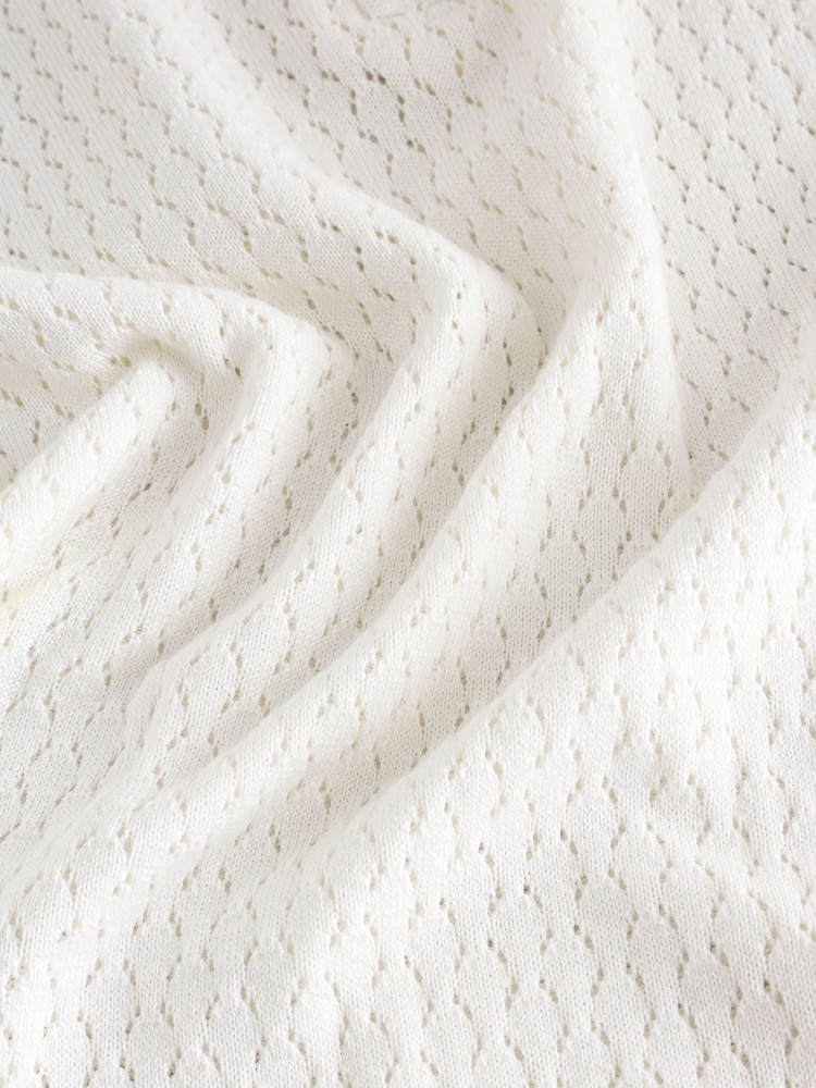 Gap White Crochet Quarter Zip Polo Shirt - Image 7 of 7
