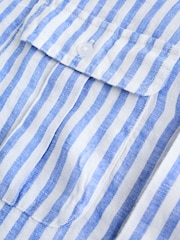 Gap Blue & White Striped 100% Linen Long Sleeve Classic Shirt - Image 7 of 8