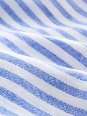 Gap Blue & White Striped 100% Linen Long Sleeve Classic Shirt - Image 8 of 8