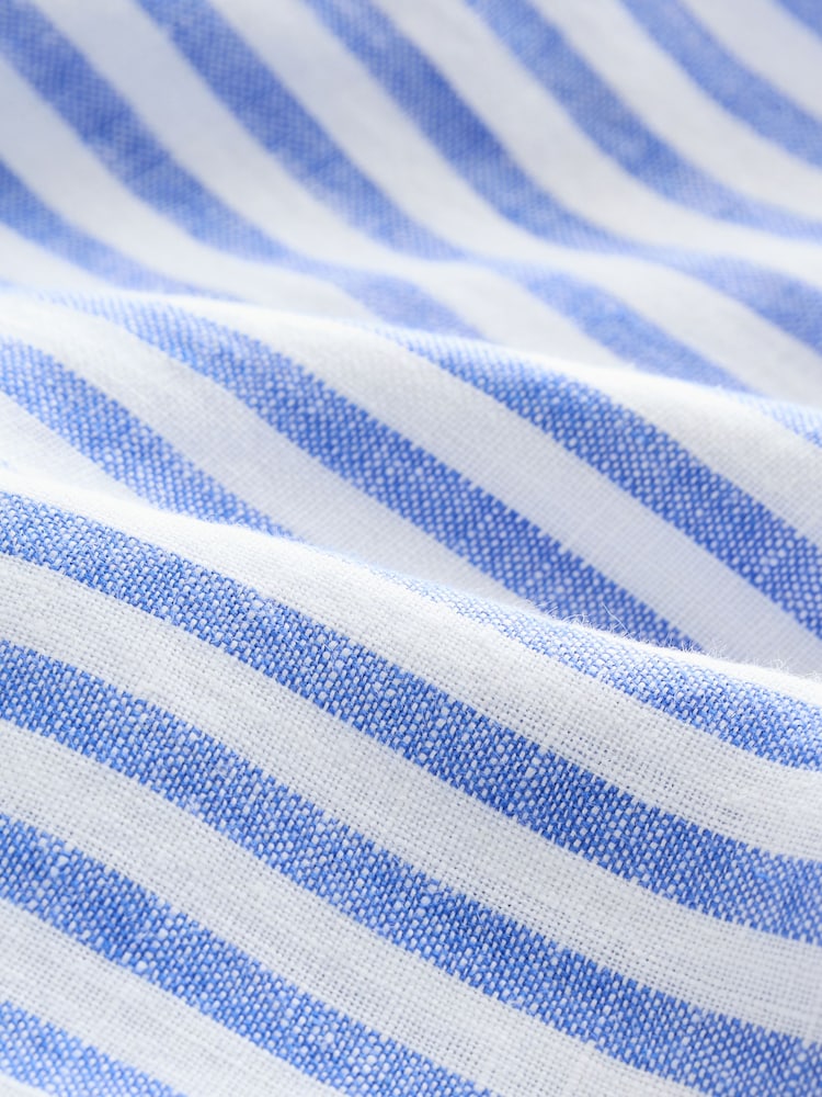 Gap Blue & White Striped 100% Linen Long Sleeve Classic Shirt - Image 8 of 8