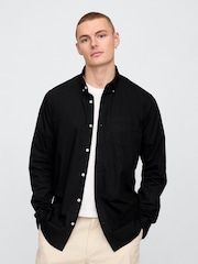 Gap Black Organic Cotton Long Sleeve Poplin Classic Shirt - Image 1 of 5