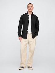 Gap Black Organic Cotton Long Sleeve Poplin Classic Shirt - Image 3 of 5