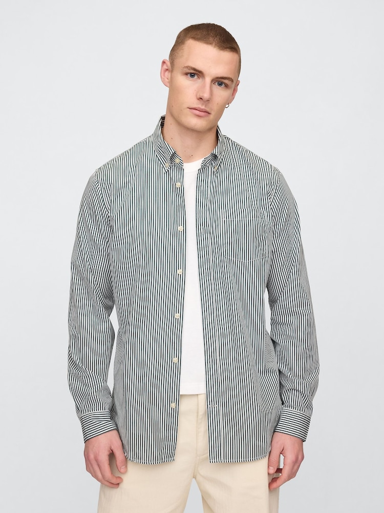 Rayas verdes - Gap Organic Cotton Long Sleeve Poplin Classic Shirt - Imagen 1 de 5