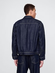Gap Dark Indigo Blue UltraSoft Boxy Icon Denim Jacket - Image 2 of 5
