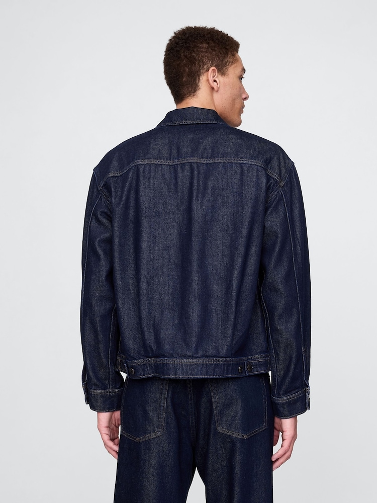 Gap Dark Indigo Blue UltraSoft Boxy Icon Denim Jacket - Image 2 of 5