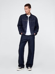 Gap Dark Indigo Blue UltraSoft Boxy Icon Denim Jacket - Image 3 of 5