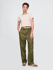 Gap Green Soft Cotton Parachute Baggy Trousers - Image 5 of 5