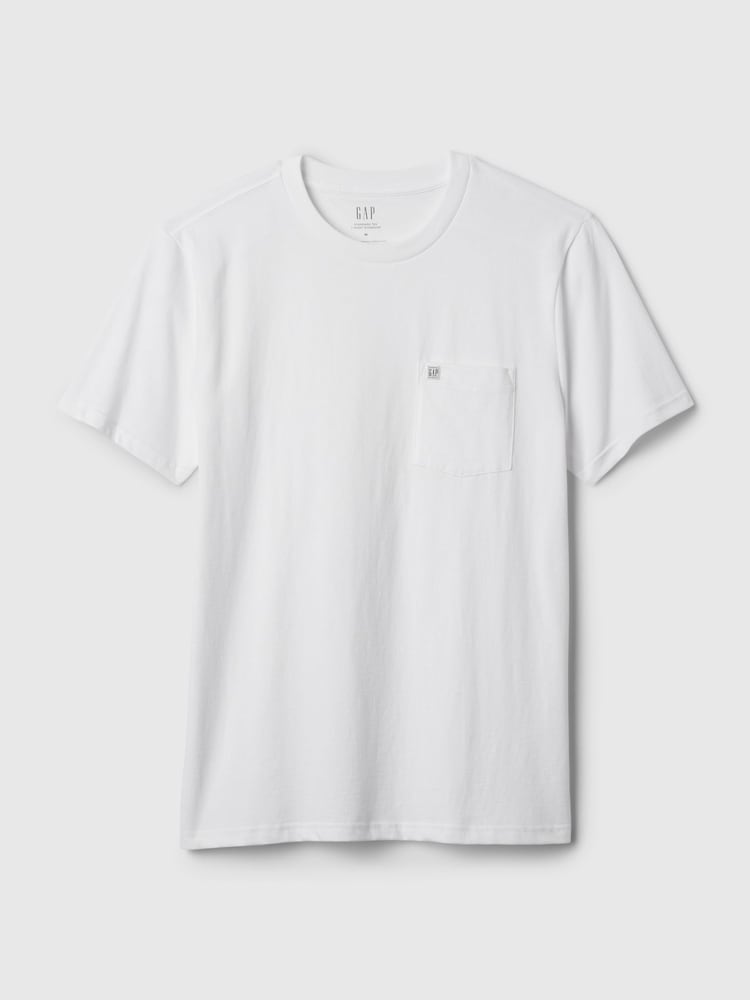 Gap White Organic Cotton Pocket T-Shirt - Image 5 of 5