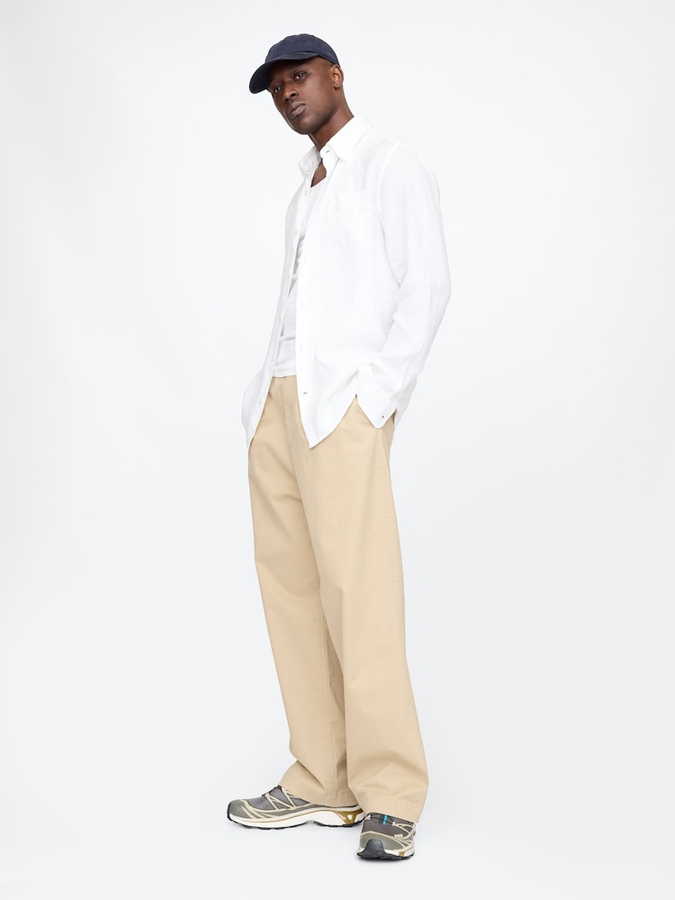 Белый - Gap 100% Linen Long Sleeve Classic Shirt - Image 1 of 5