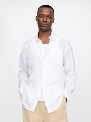 Белый - Gap 100% Linen Long Sleeve Classic Shirt - Image 2 of 5