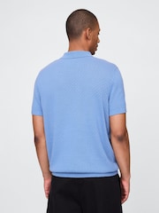 Gap Blue Crochet Quarter Zip Polo Shirt - Image 2 of 7