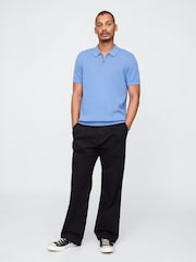 Gap Blue Crochet Quarter Zip Polo Shirt - Image 3 of 7