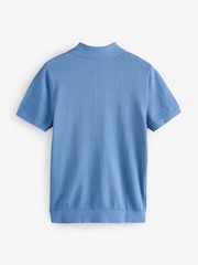 Gap Blue Crochet Quarter Zip Polo Shirt - Image 6 of 7