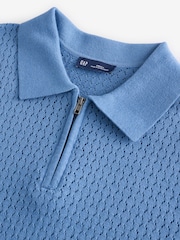 Gap Blue Crochet Quarter Zip Polo Shirt - Image 7 of 7