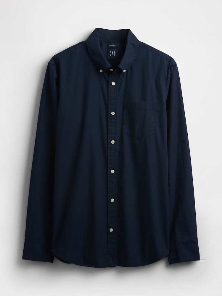Gap Navy Blue Long Sleeve Poplin Classic Shirt - Image 1 of 2