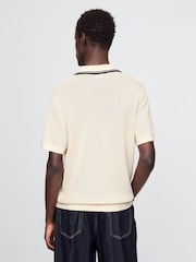 Gap Blue Johnny-Collar Short Sleeve Knitted Polo Jumper - Image 2 of 7
