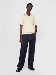 Gap Blue Johnny-Collar Short Sleeve Knitted Polo Jumper - Image 3 of 7
