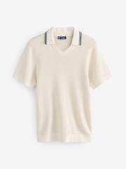 Gap Blue Johnny-Collar Short Sleeve Knitted Polo Jumper - Image 5 of 7