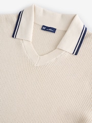 Gap Blue Johnny-Collar Short Sleeve Knitted Polo Jumper - Image 7 of 7