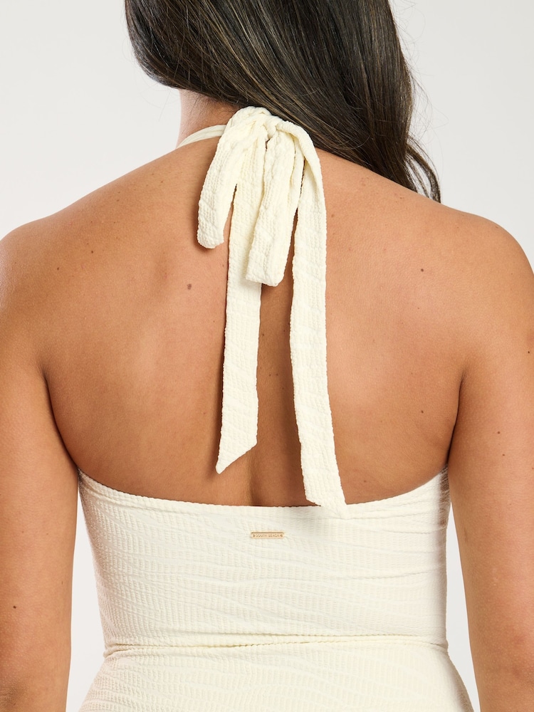 South Beach Cream Starfish Cut Out Halter Tummy Control Swimsuit with Removable Straps - Image 4 of 4