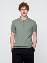 Gap Green Crochet Quarter Zip Polo Shirt - Image 1 of 8