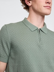 Gap Green Crochet Quarter Zip Polo Shirt - Image 4 of 8