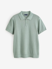 Gap Green Crochet Quarter Zip Polo Shirt - Image 5 of 8