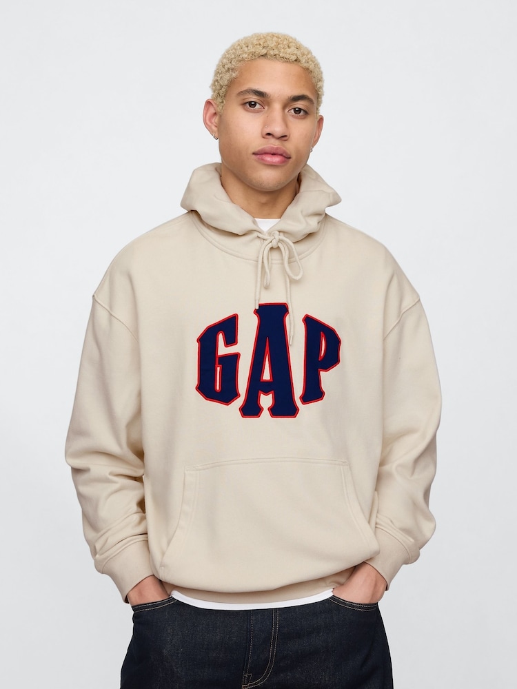 Bej - Gap Vintage Soft Oversized Logo Hanorac cu glugă - Image 1 of 5