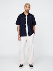 Gap Navy Blue Eyelet Poplin Shirt - Image 3 of 5